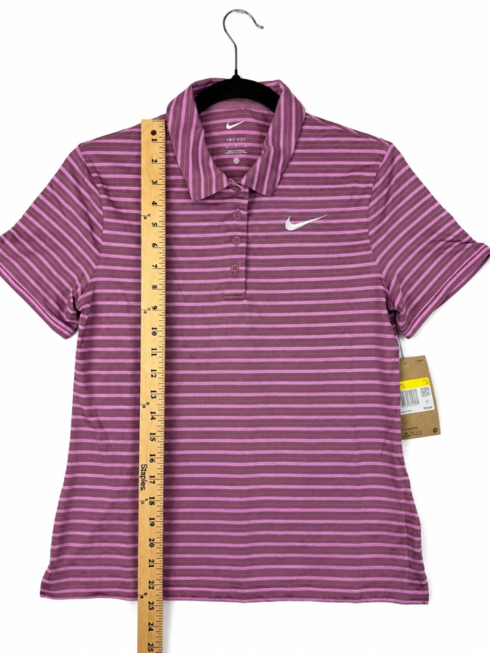 Nike Dri-Fit Women's Golf Polo Shirt Size S Purple Striped Short Sleeve NWT